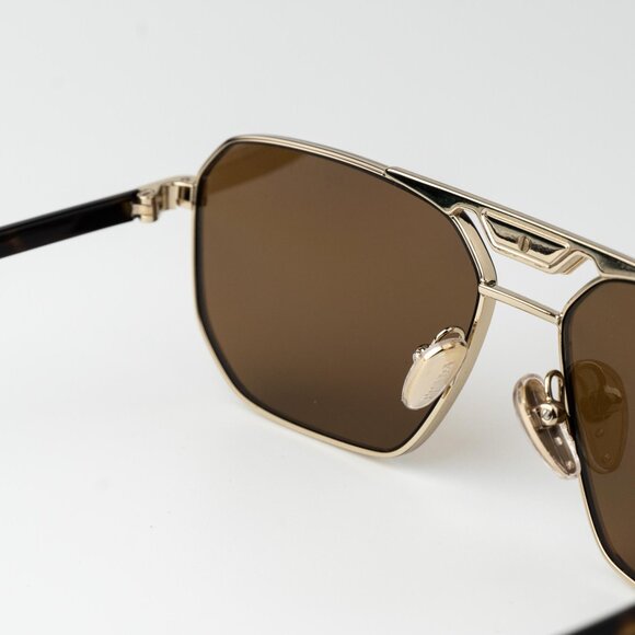Prada Men Sunglasses Gold Brown Polarized Pilot Men PR58YS ZVN5Y1 BRAND NEW - Picture 7 of 12